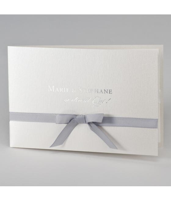 Faire-part sobre avec ruban gris