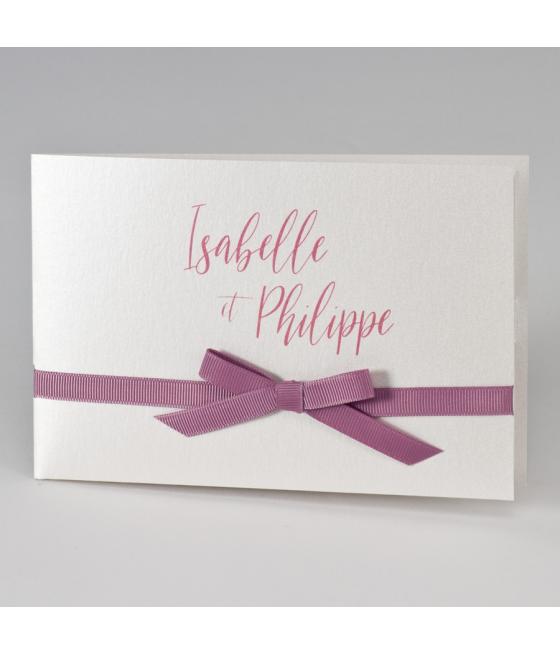 Faire-part sobre avec ruban rose