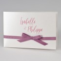Faire-part sobre avec ruban rose