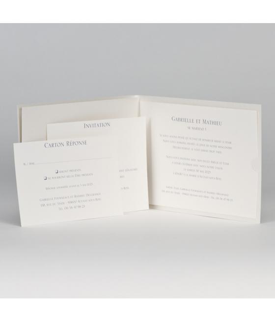 Faire-part sobre avec ruban bleu