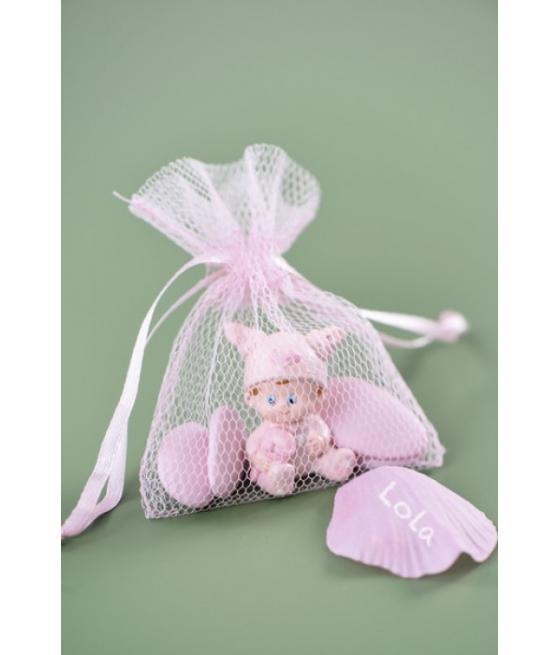 Sachet tulle rose
