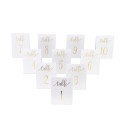 10 marques-tables de 1 à 10 blanc et or