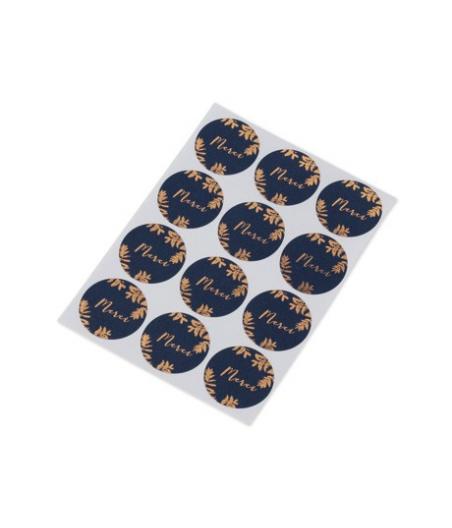 24 Stickers fougères Marine et Cuivre