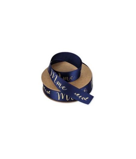Ruban satin Marine "Mr & Mme"Or