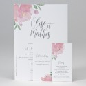 Faire-part avec fleurs rose et cartes d'invitation