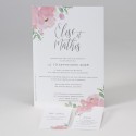 Faire-part avec fleurs rose et cartes d'invitation