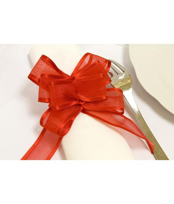 6 Nœuds à tirer en organza /satin rouge