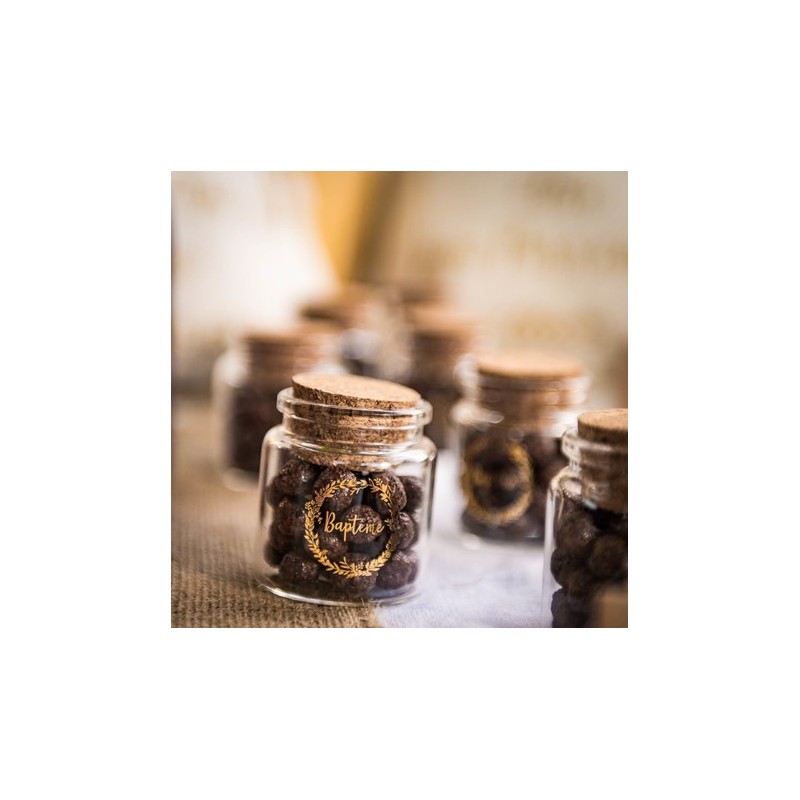 Fiole baptême en verre avec couronne