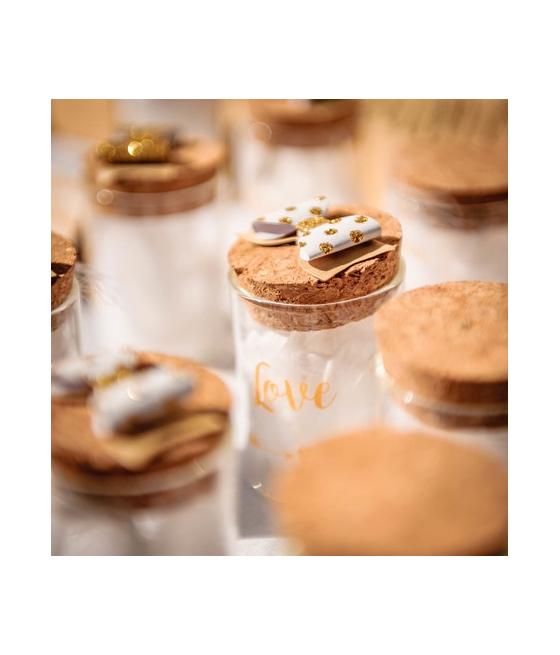 Fiole verre "Love" or bouchon liège