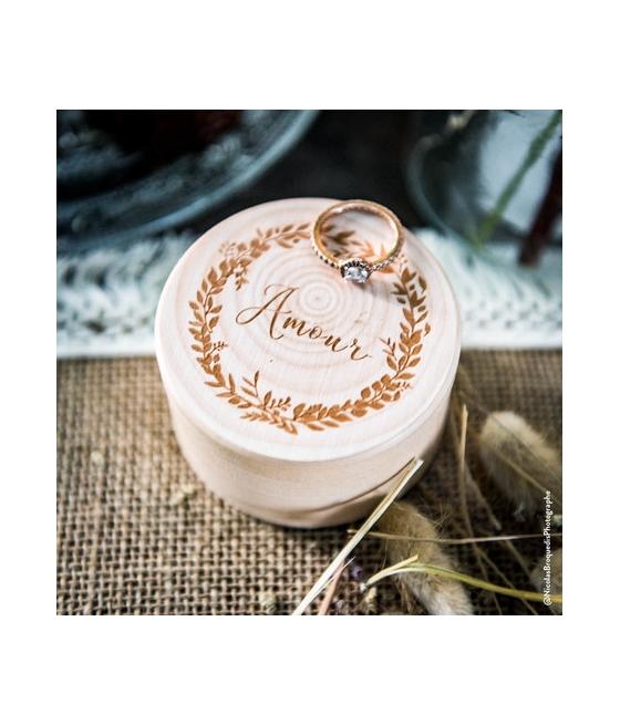 Boite alliance ronde en bois Amour