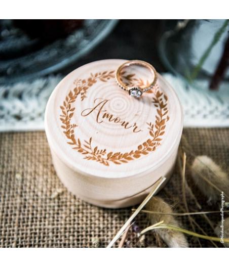 Boite alliance ronde en bois Amour