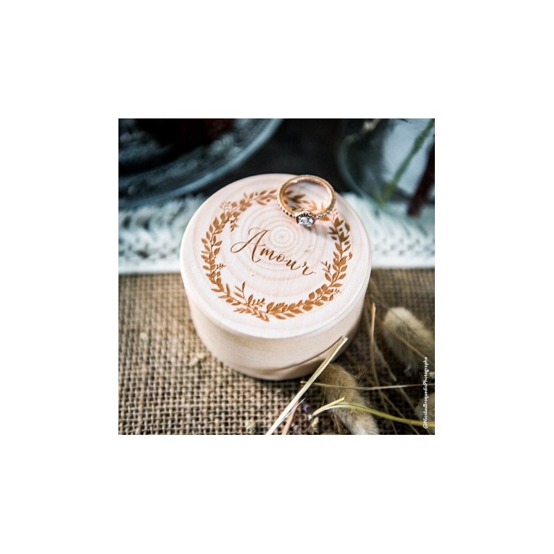Boite alliance ronde en bois Amour
