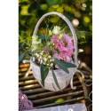 Panier à pétales en lin et dentelle
