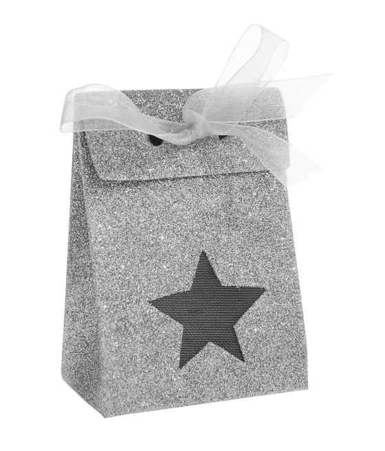 Boîte étoile pailletée Argent (Sachet de 4 pièces)