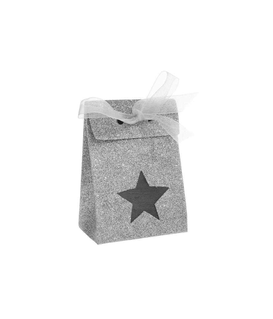 Boîte étoile pailletée Argent (Sachet de 4 pièces)