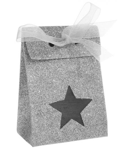 Boîte étoile pailletée Argent (Sachet de 4 pièces)