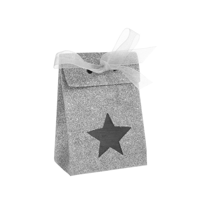 Boîte étoile pailletée Argent (Sachet de 4 pièces)