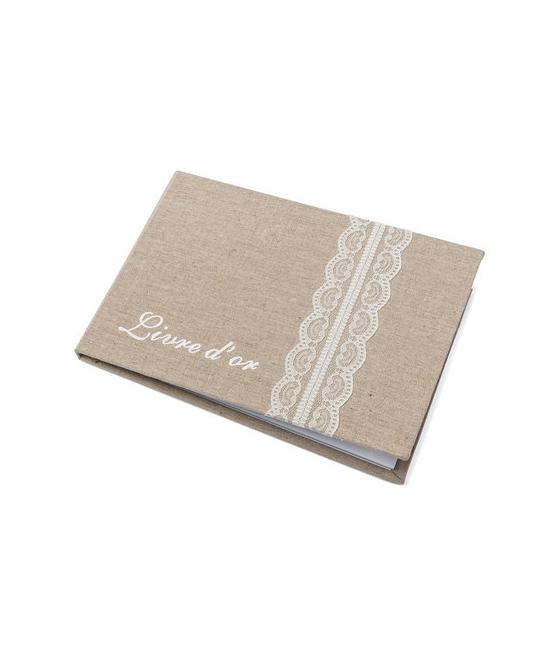 Livre d'or en lin et dentelle