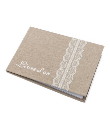 Livre d'or en lin et dentelle