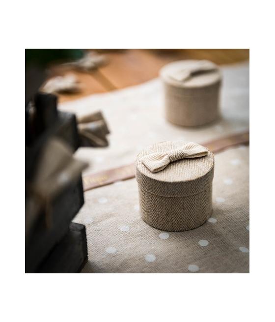 4 boites rondes lin chevron et nœud