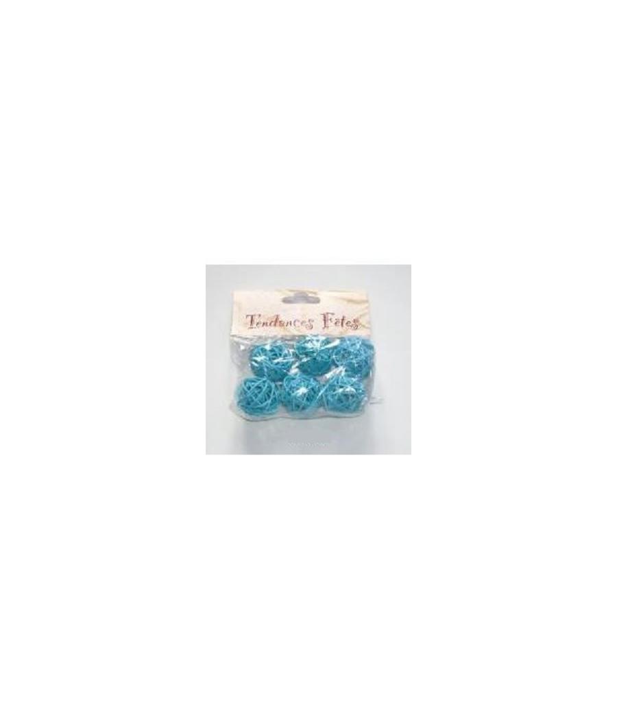 Boule rotin turquoise