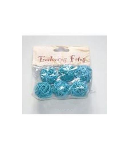 Boule rotin turquoise