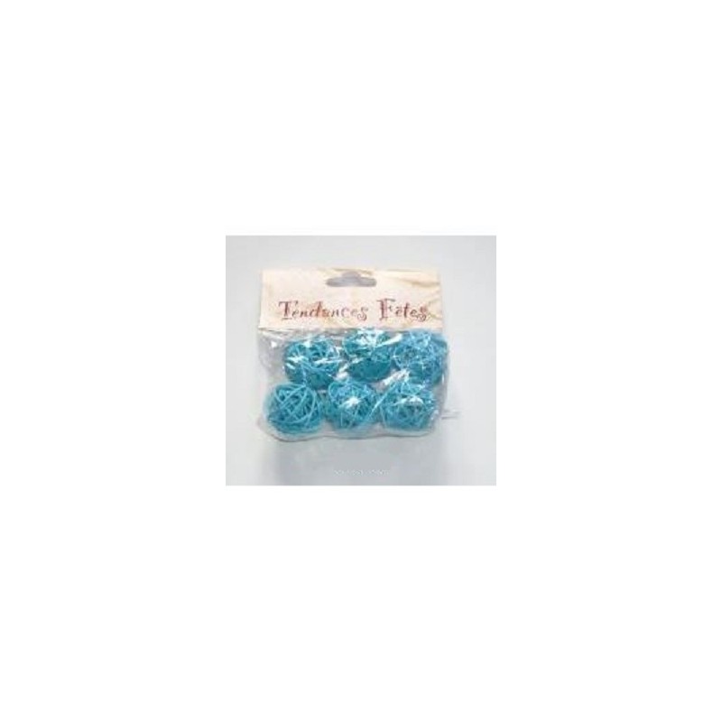 Boule rotin turquoise