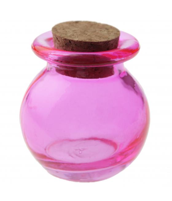 4 pots en verre fuchsia