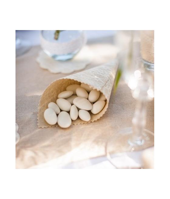 5 cornets en lin ficelle et dentelle