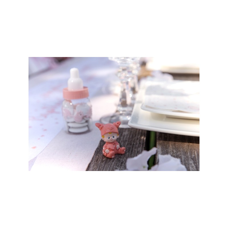 Figurine Baptême rose