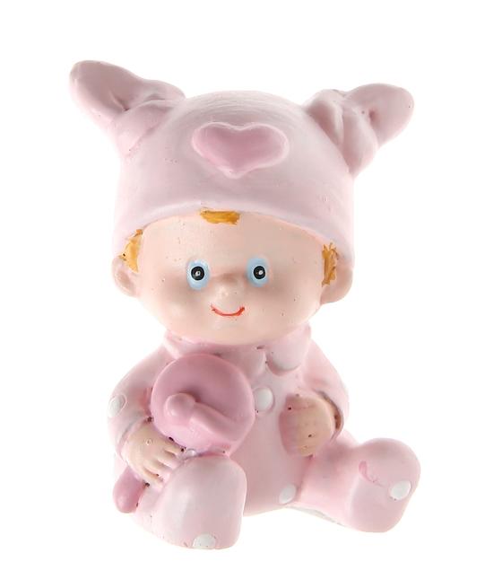 Figurine Baptême rose