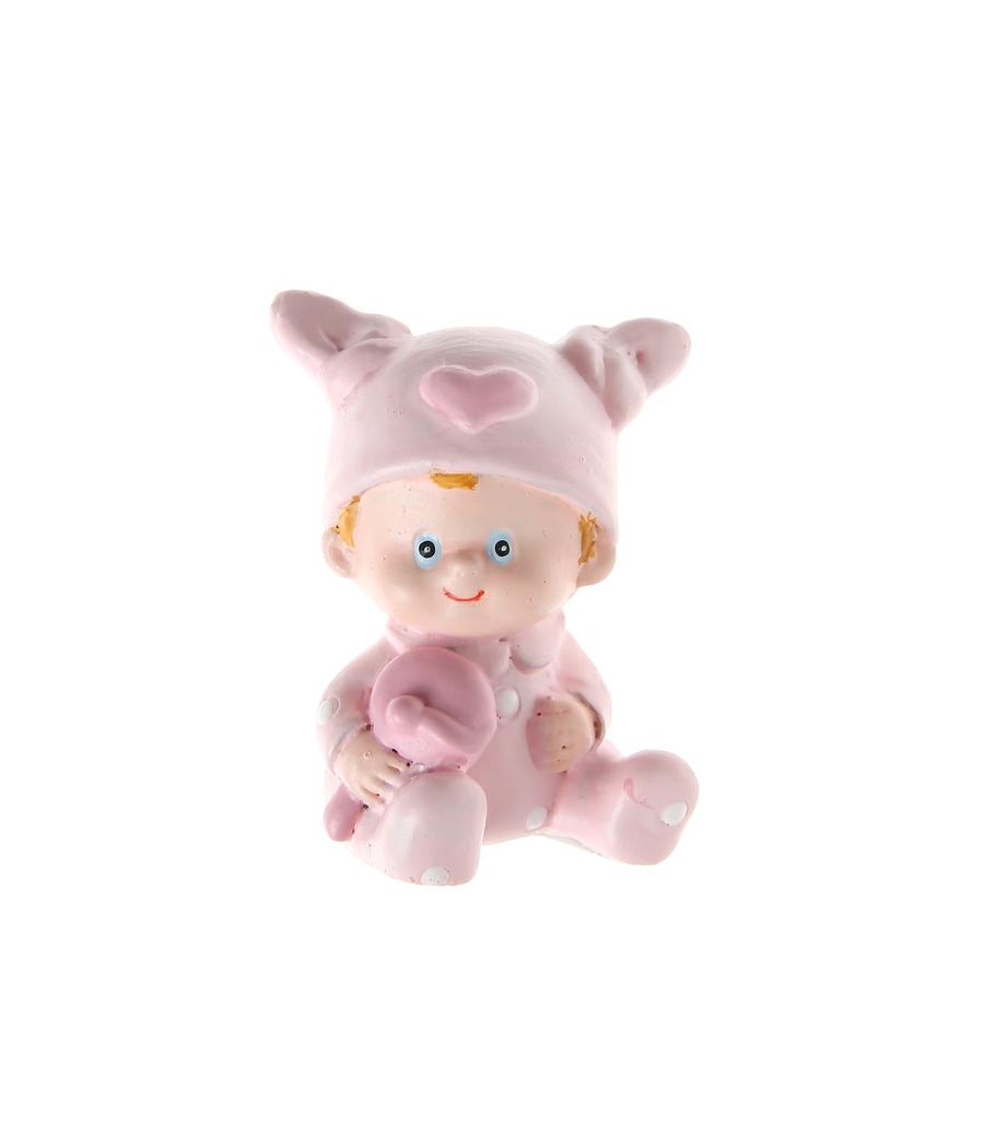 Figurine Baptême rose