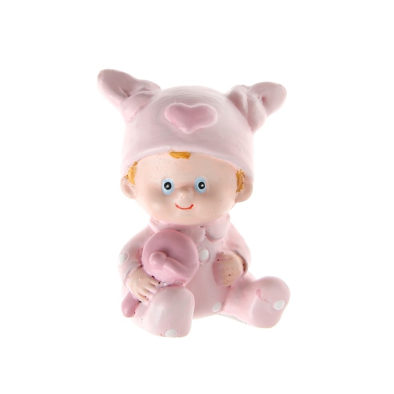 Figurine Baptême rose