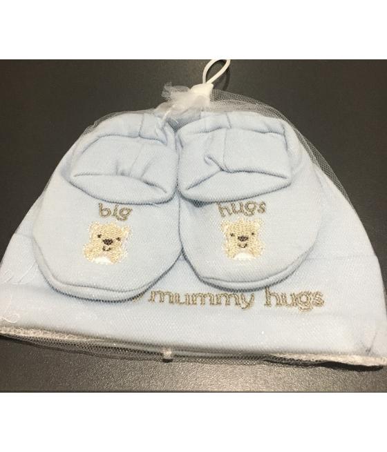 Ensemble bonnet et chaussons de naissance 0-3 mois