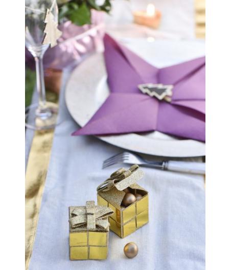 Boîte cube Noël Or
