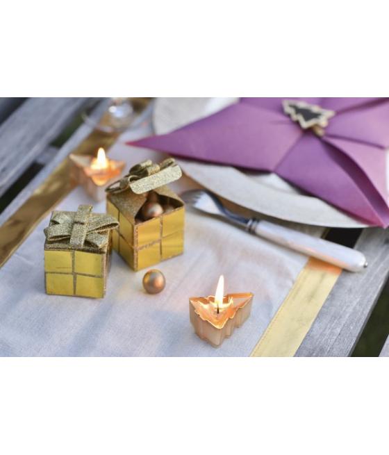 Boîte cube Noël Or