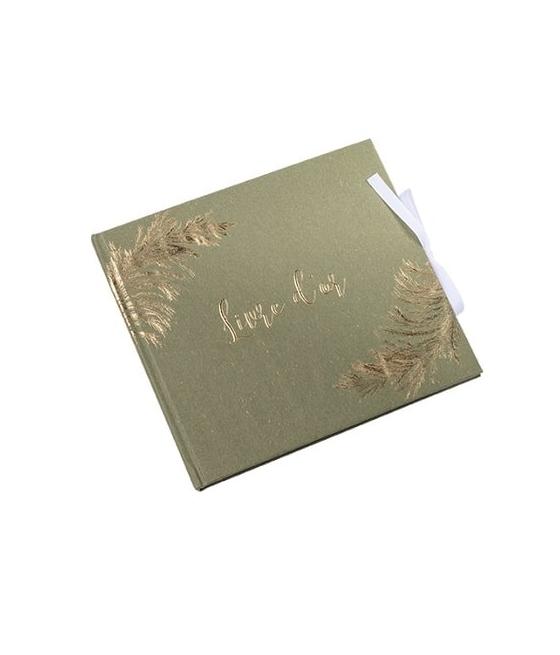 livre d'or pampa kaki et embosse or