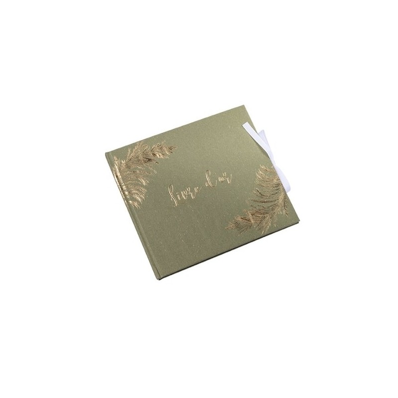 livre d'or pampa kaki et embosse or