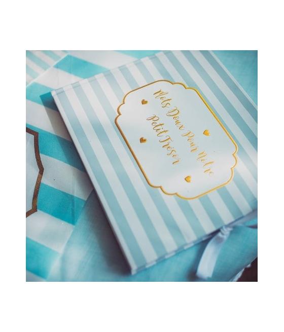 livre d'or petit trésor bleu rayé