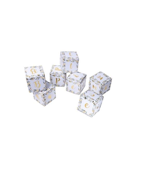 cubes deco bapteme feuilles vertes