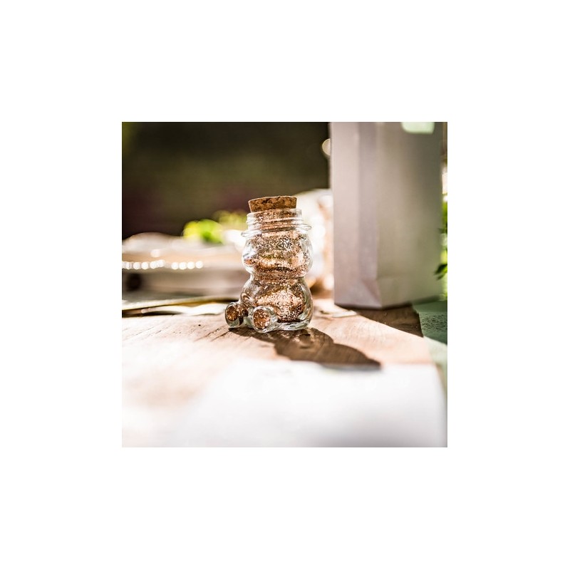 Contenant ourson en verre & bouchon liege