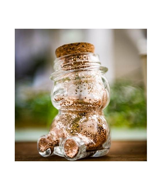 Contenant ourson en verre & bouchon liege