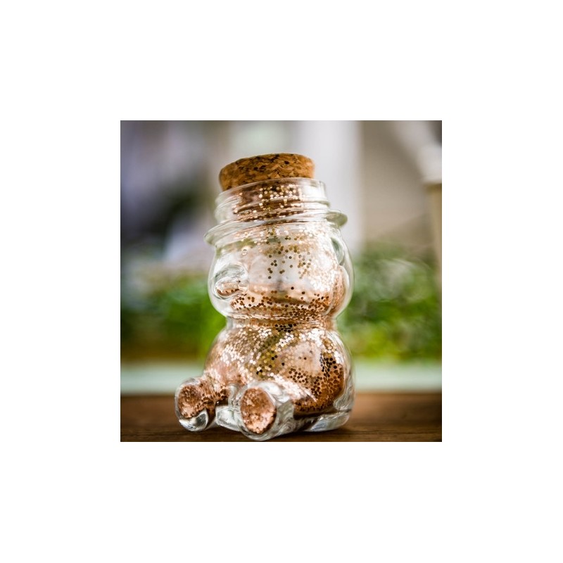 Contenant ourson en verre & bouchon liege