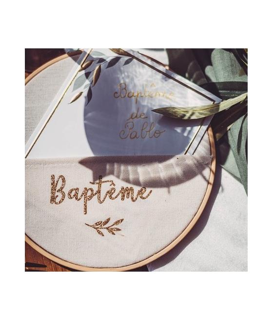 Cadre pochette végétale baptême