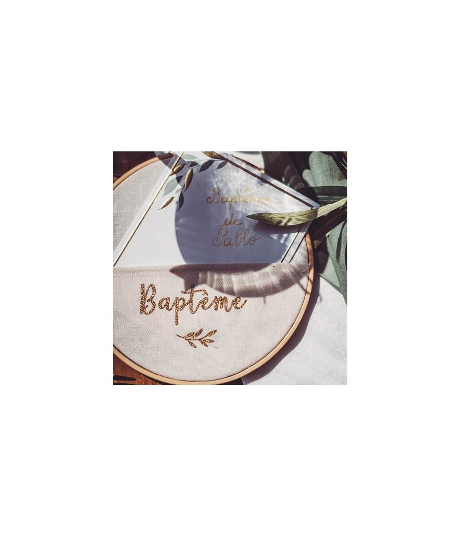 Cadre pochette végétale baptême