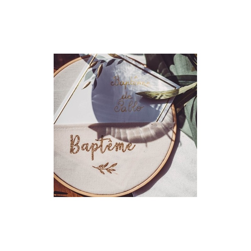 Cadre pochette végétale baptême