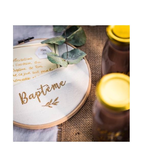 Cadre pochette végétale baptême