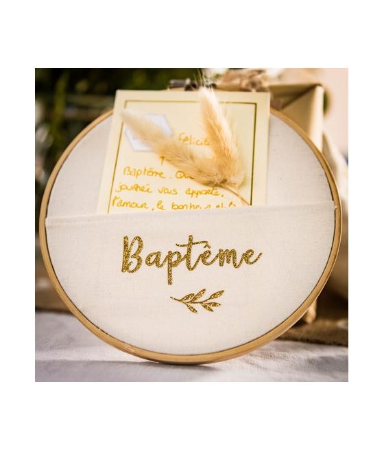 Cadre pochette végétale baptême