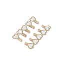pinces coeur bois blanc paillettes or