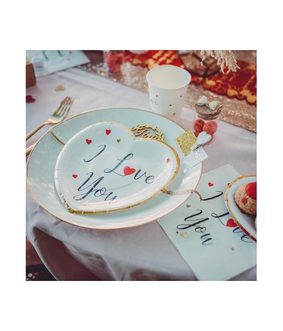 pinces coeur bois blanc paillettes or